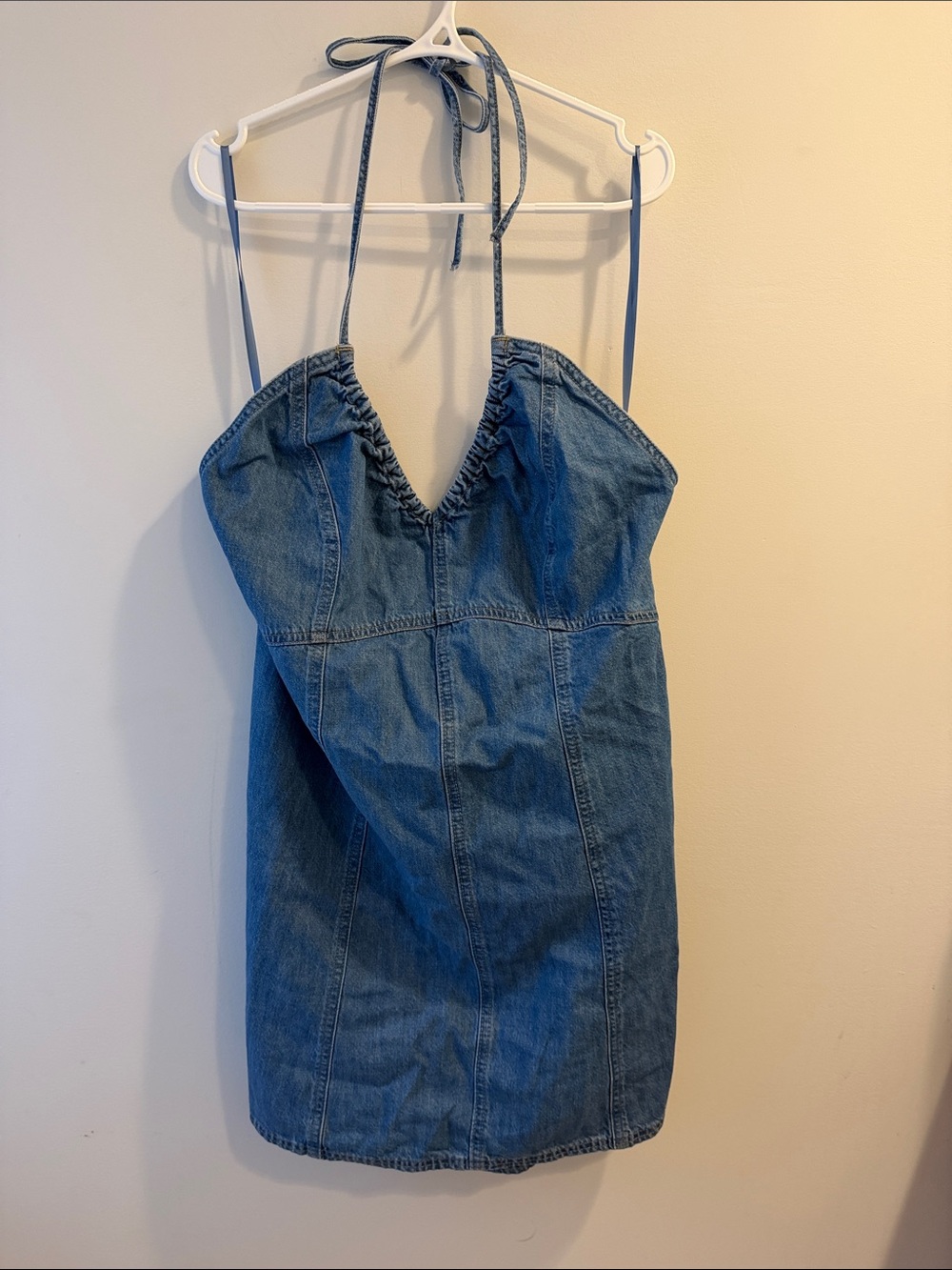 Universal Thread Denim Blue Halter Mini Dress with Ties